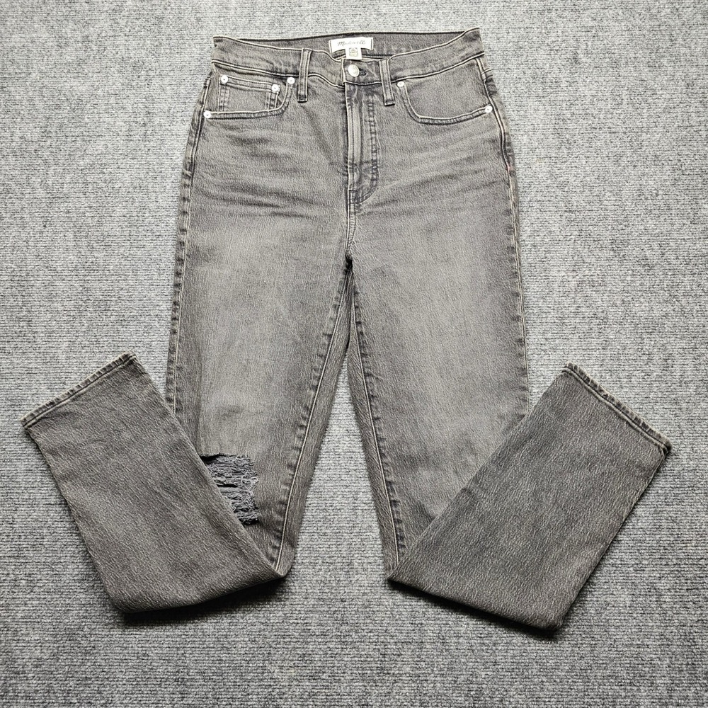 Madewell The Perfect Vintage Jean 27T Faded Black Distressed High Rise Tapered